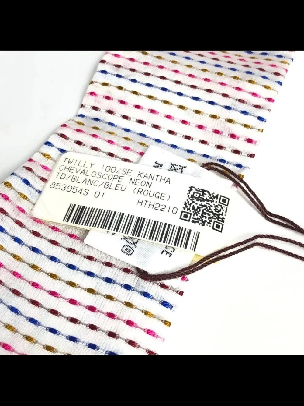 Hermes White Multicolor Silk Twilly Scarf